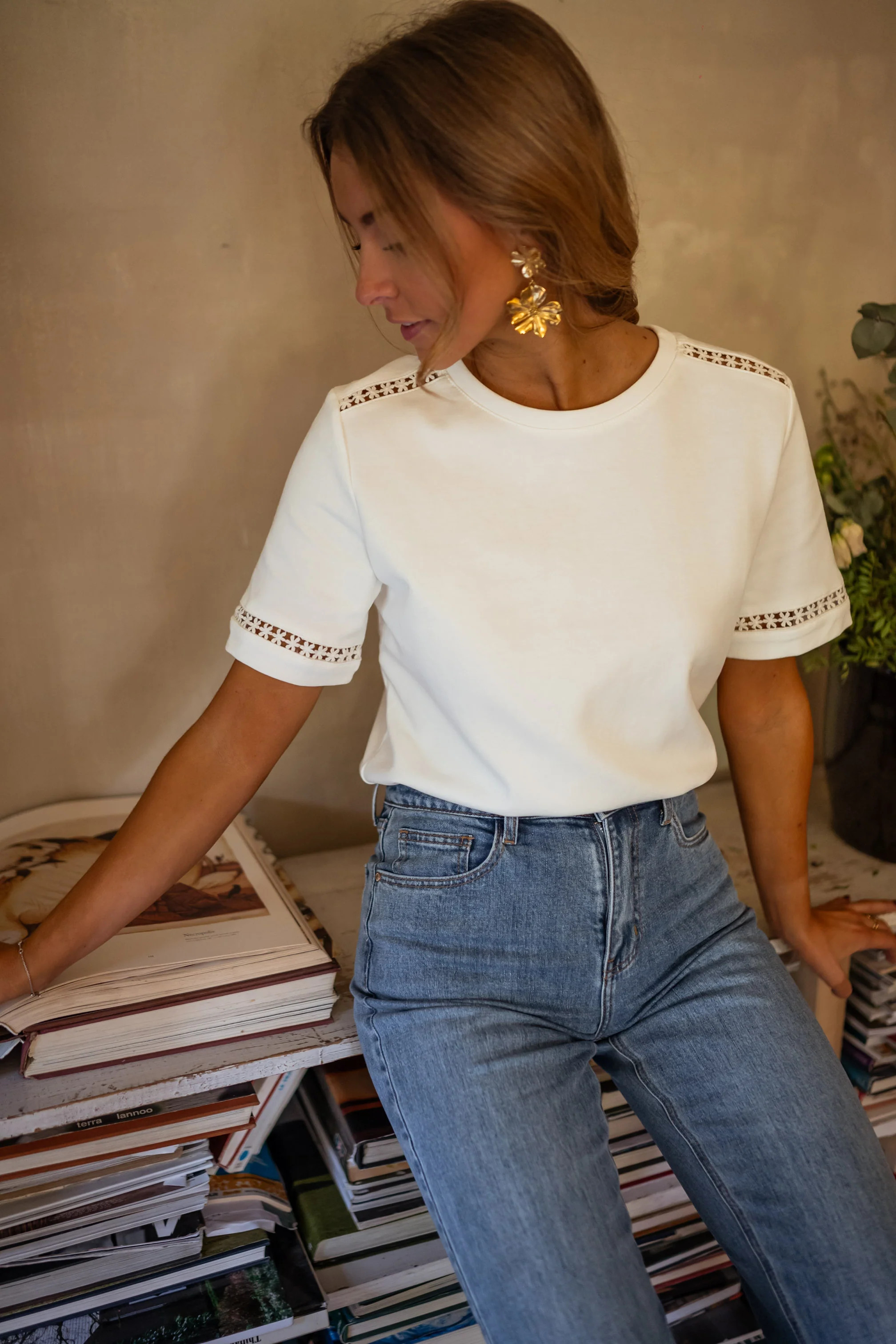 White Embroidered Romina T-Shirt | Easy Clothes