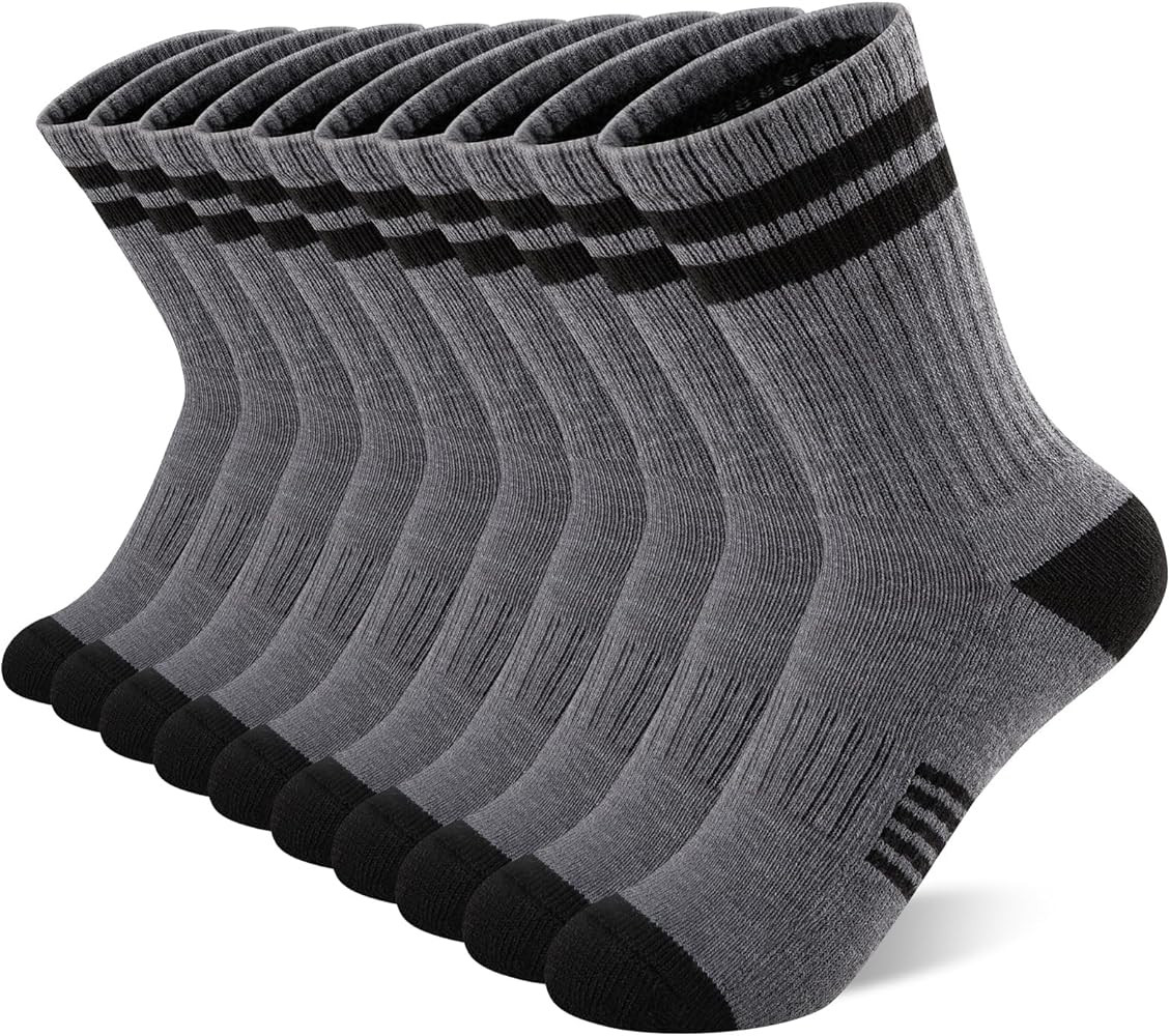 Comfoex 10 Pairs Boys Crew Long Athletic Socks for 4-6 6-8 8-10 Years Old Kids Calf Sports Half C... | Amazon (US)