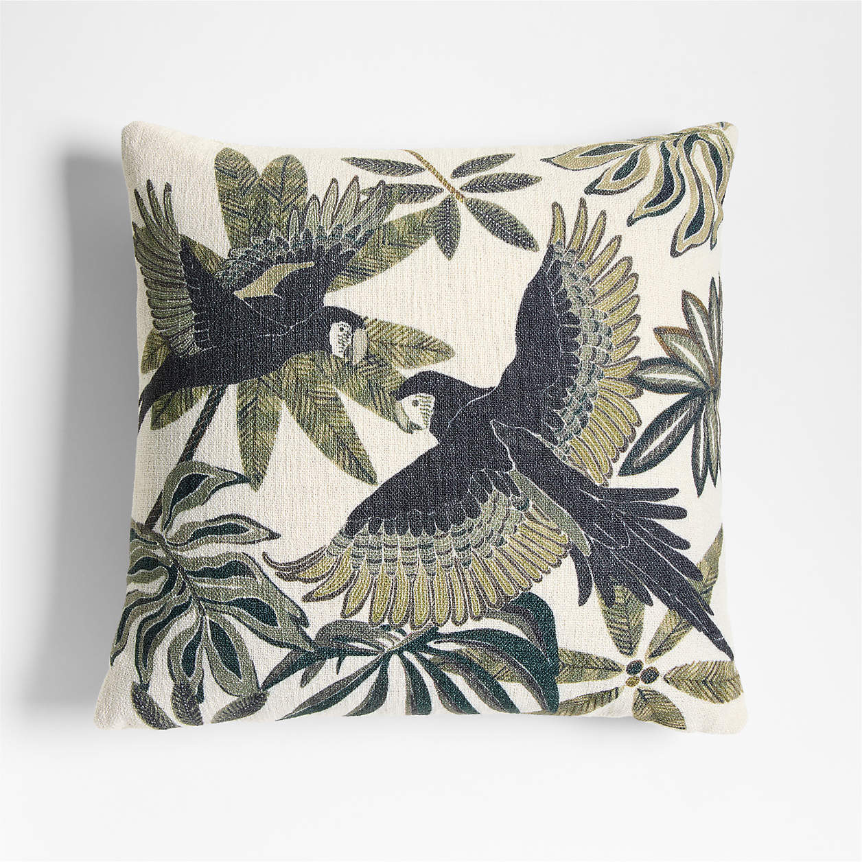 Parrot Printed 20"x20" Juniper Green Outdoor Throw Pillow + Reviews | Crate & Barrel | Crate & Barrel