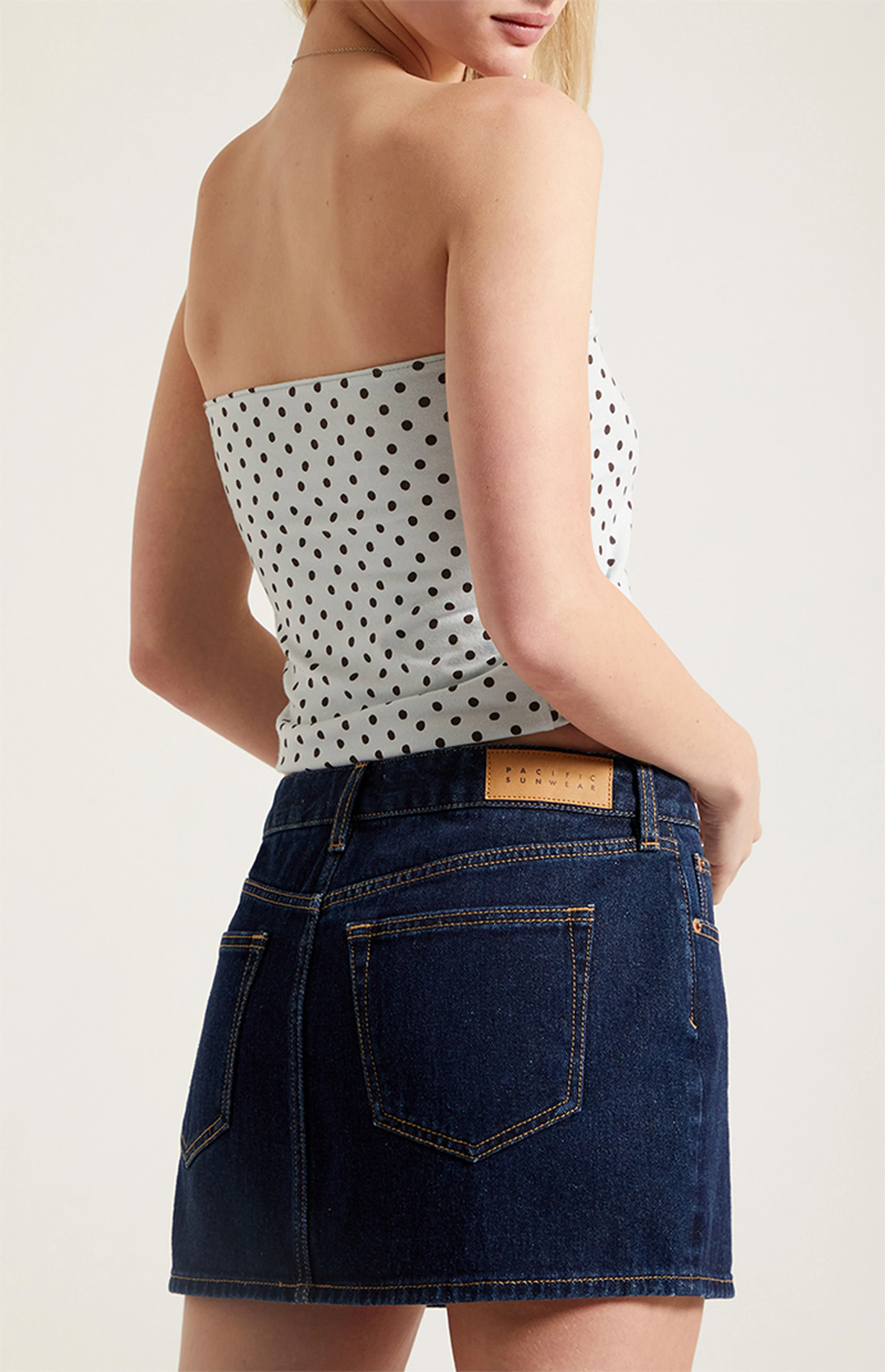 Pacsun Bella Dark Blue Mid Rise Denim Mini Skirt | PacSun