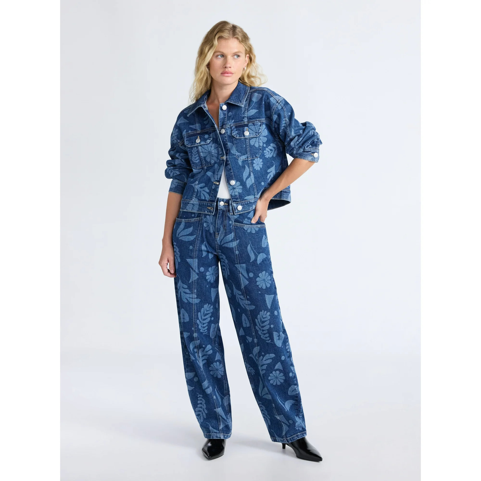 Scoop Limited Edition Women's and Women's Plus Print Denim Jacket, Sizes XS-4X | Walmart (US)