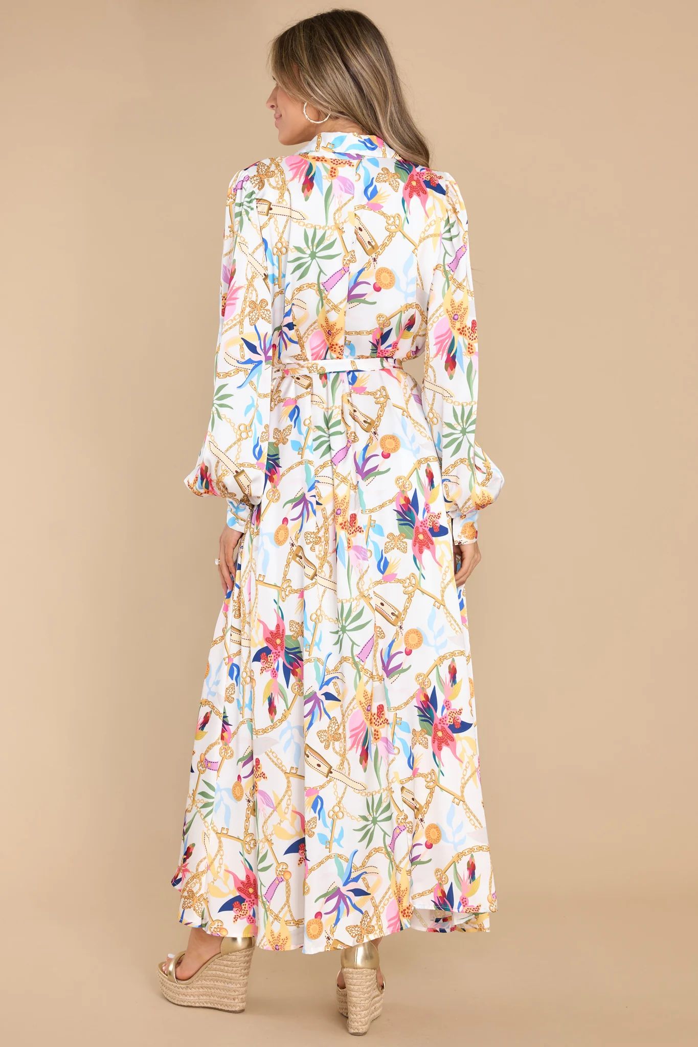 Once Upon A Dream Ivory Multi Print Maxi Dress | Red Dress 