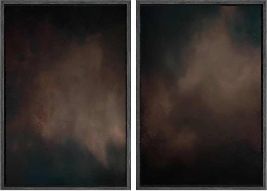 SIGNFORD Framed Canvas Print Wall Art Set Moody Dark Abstract Earth Tones Illustration Modern Art... | Amazon (US)