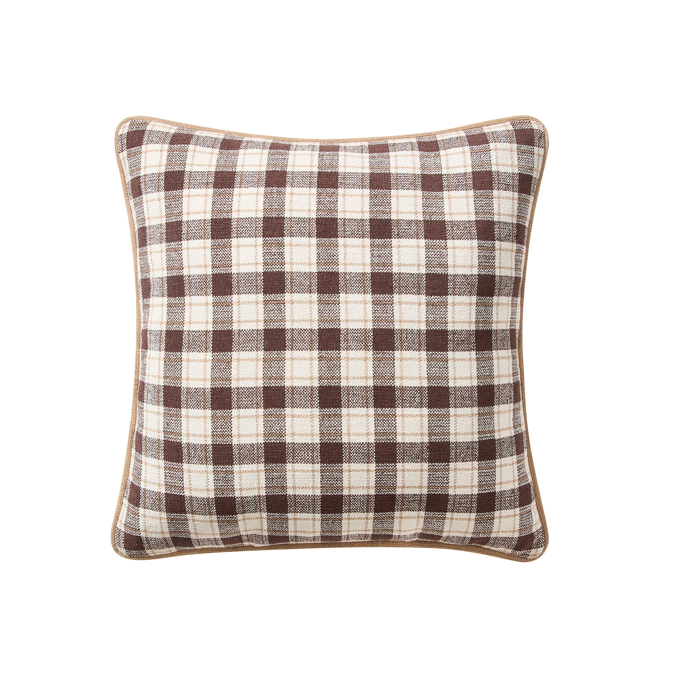 My Texas House 18 in x 18 in Brown Check Plaid Chenille Decorative Pillow | Walmart (US)