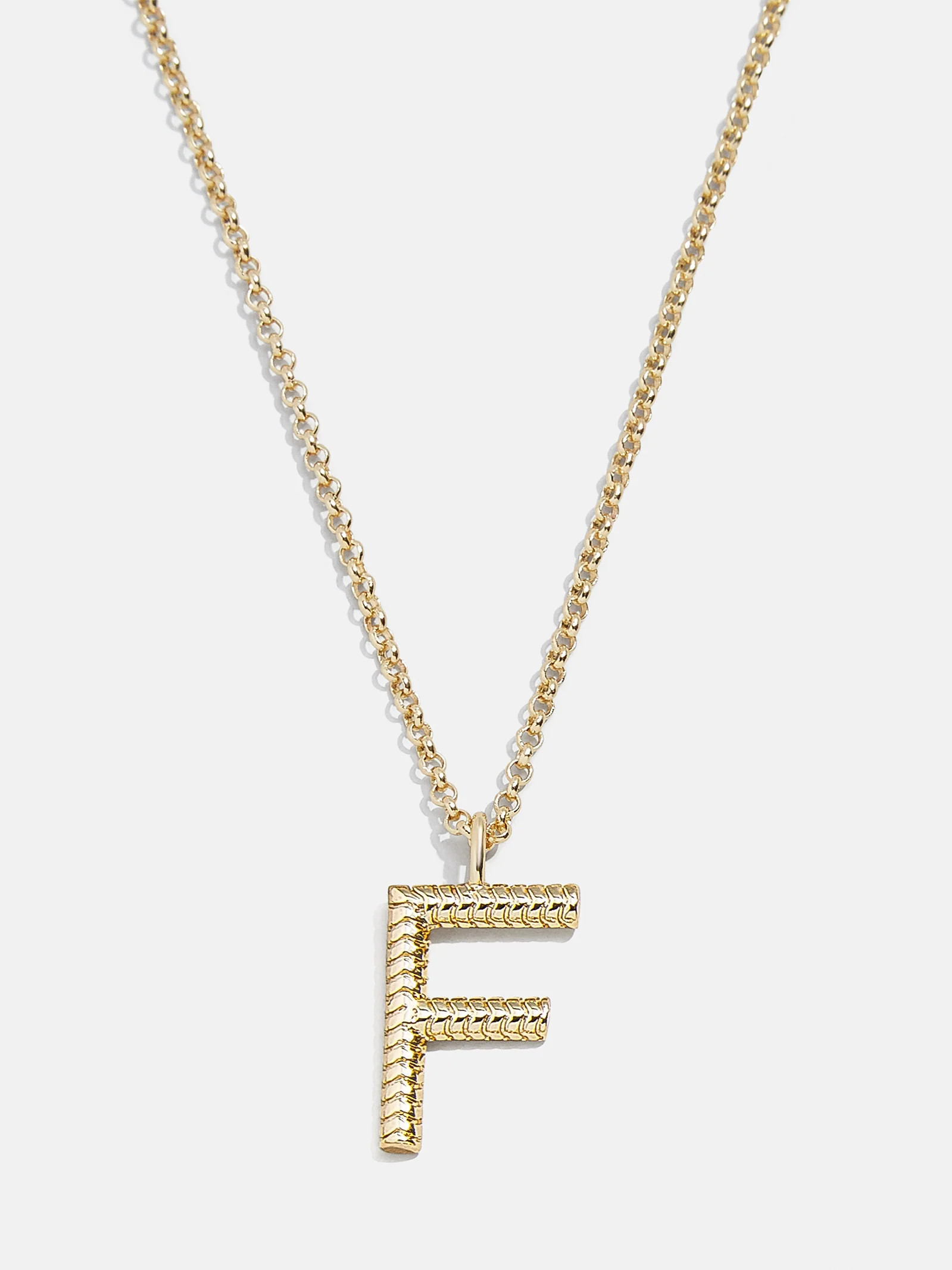 Classic Initial Necklace - Ribbed Initial - F | BaubleBar