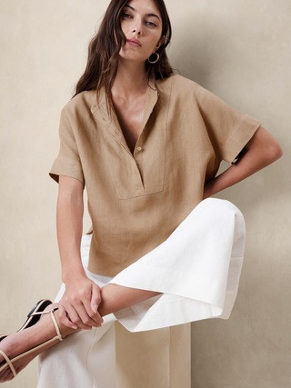 Linen Popover Shirt | Banana Republic (US)