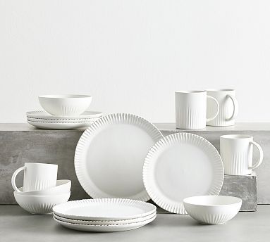 Ridge Textured Stoneware 16-Piece Dinnerware Set | Pottery Barn (US)