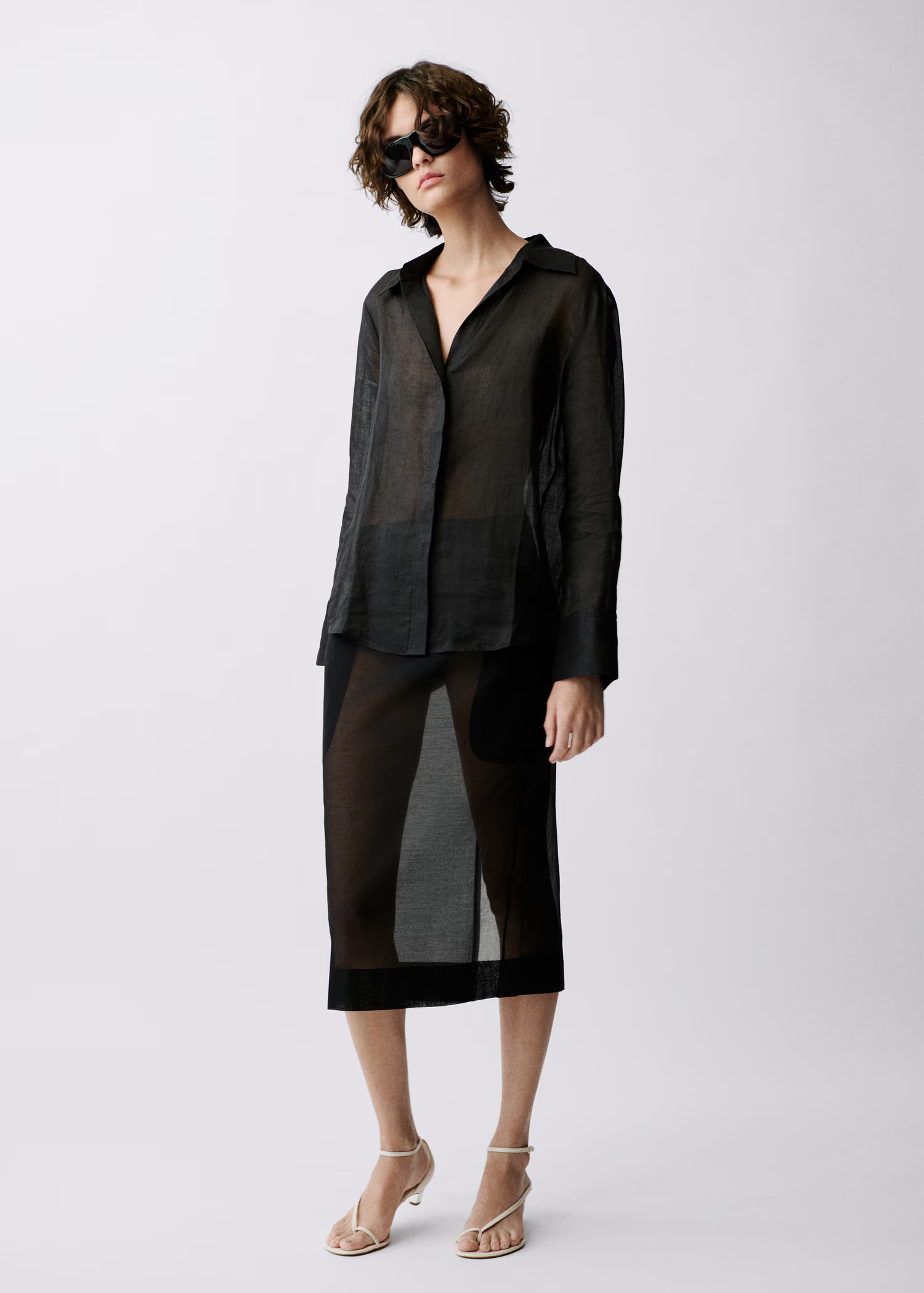 Ramie shirt with hidden buttons - Women | MANGO USA | Mango (US/MX/AU)