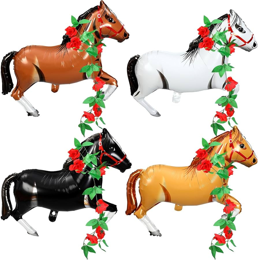Gejoy 8 Sets 30 Inches Derby Horse Balloon with Roses Aluminum Foil Inflatable Horse Party Decora... | Amazon (US)
