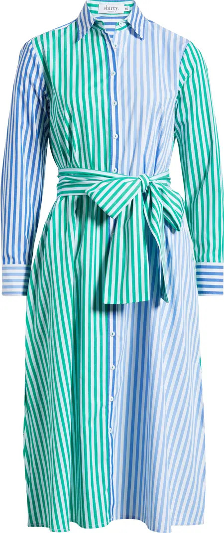 Mixed Stripe Long Sleeve Shirtdress | Nordstrom