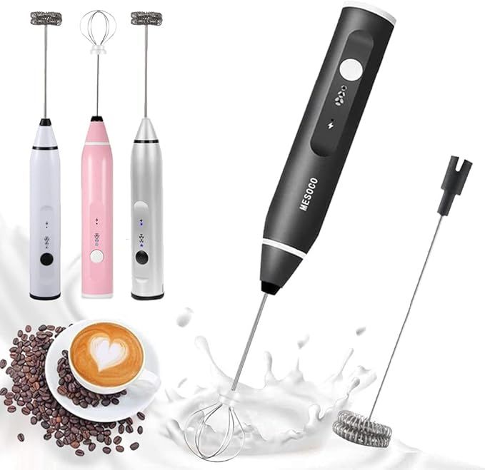 Milk Frother, Handheld Foam Maker USB Rechargeable Coffee Frother with 2 Stainless Whisks，3-Spe... | Amazon (US)