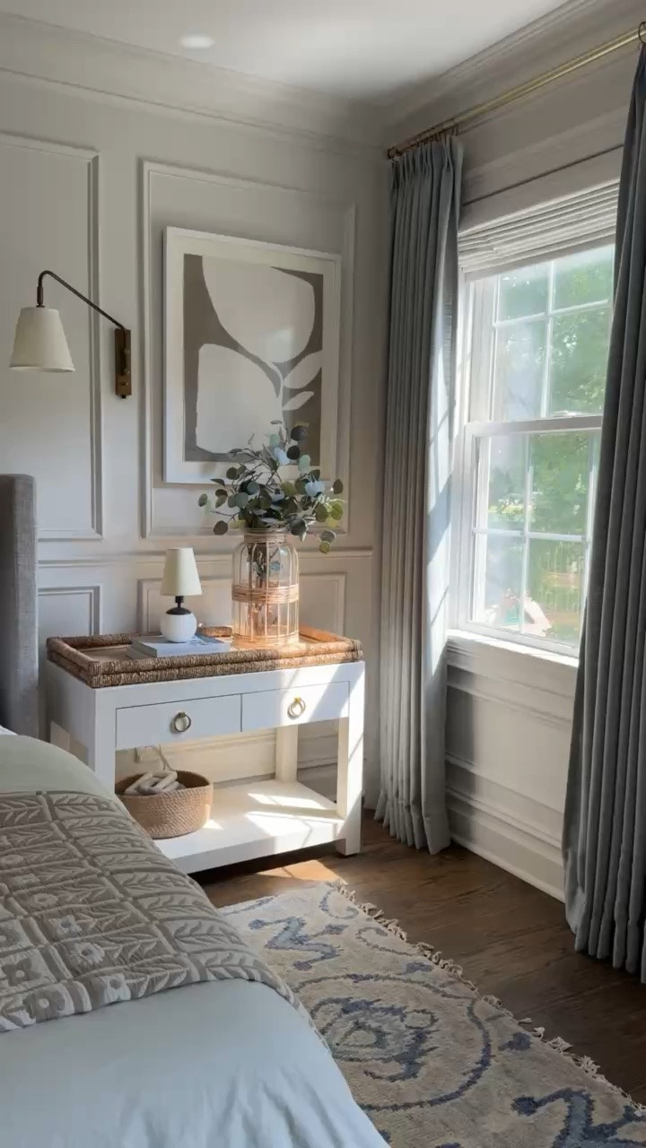 The kind of bedroom that makes you want to stay in a little longer. Soft blue and neutral layers, warm wood accents, woven texture, and simple brass details create a calm, collected space.

bedroom decor, blue bedroom, neutral bedroom, bedroom styling, bedside table decor, layered bedding, traditional home decor, cozy bedroom, brass accents, girlonthehudson

#LTKSeasonal #LTKHome #LTKdayinmylife