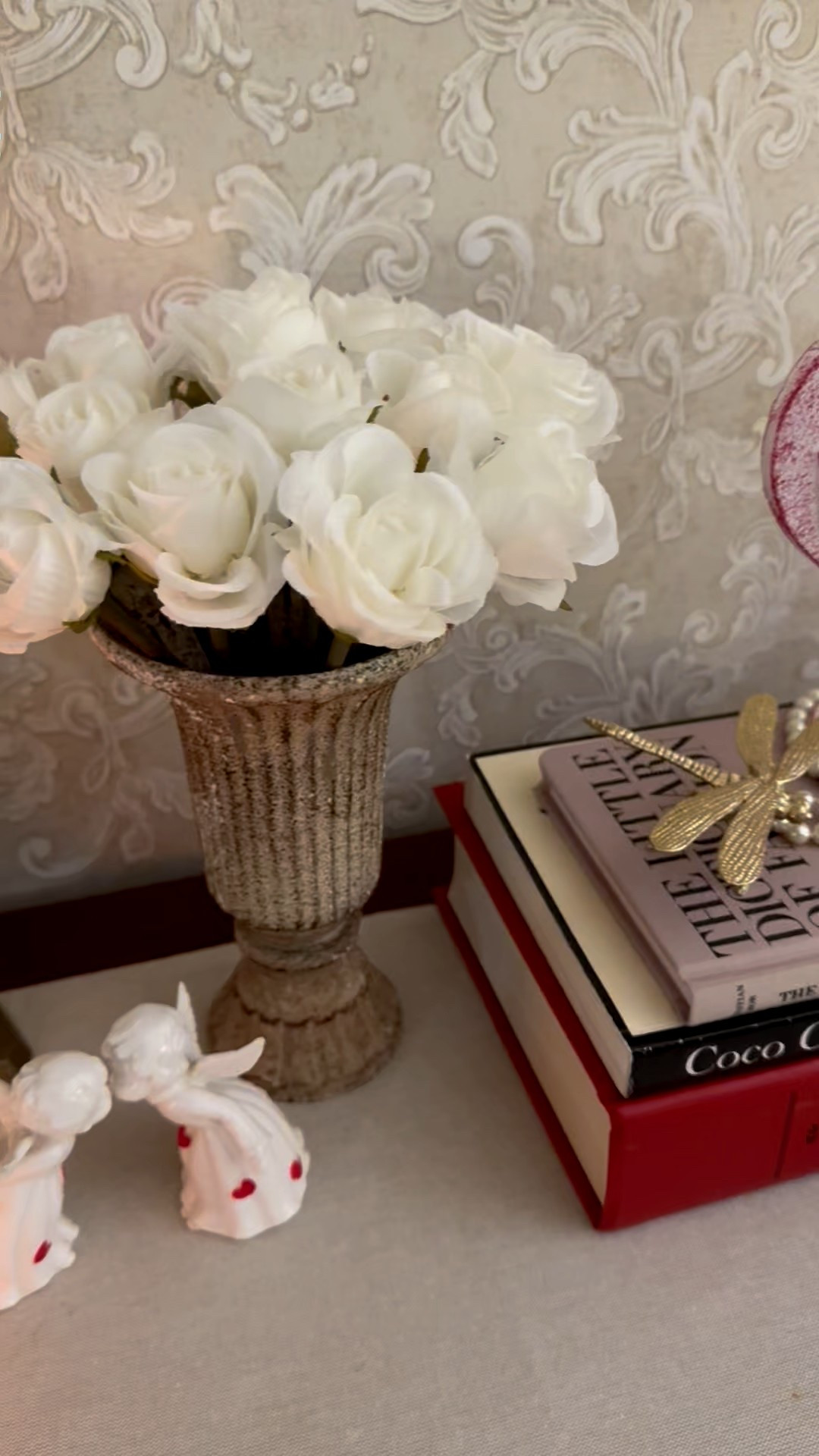 Valentines Day decor, vintage Valentine’s Day figurines, white faux roses, Valentine’s Day decorations 

#LTKHome #LTKValentine #LTKSeasonal