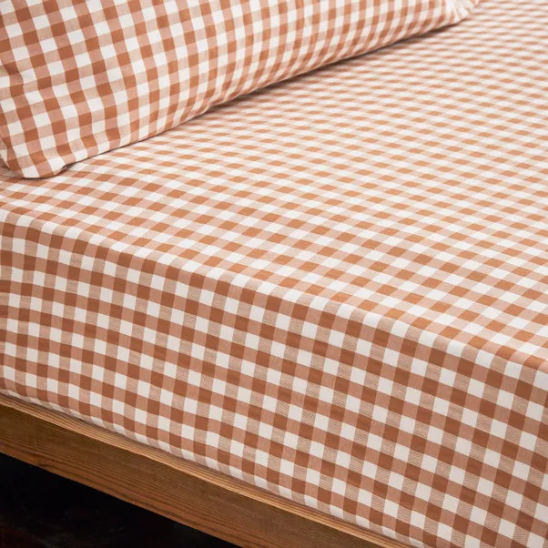 Portloe Gingham Woven Cotton Fitted Sheet | Dunelm