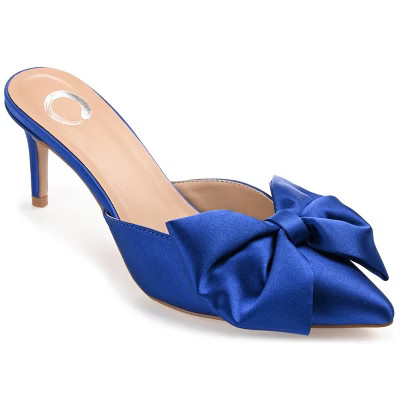 Journee Collection Women's Tiarra Mules Mid Stiletto Pointed Toe Pumps Blue 6 | Target