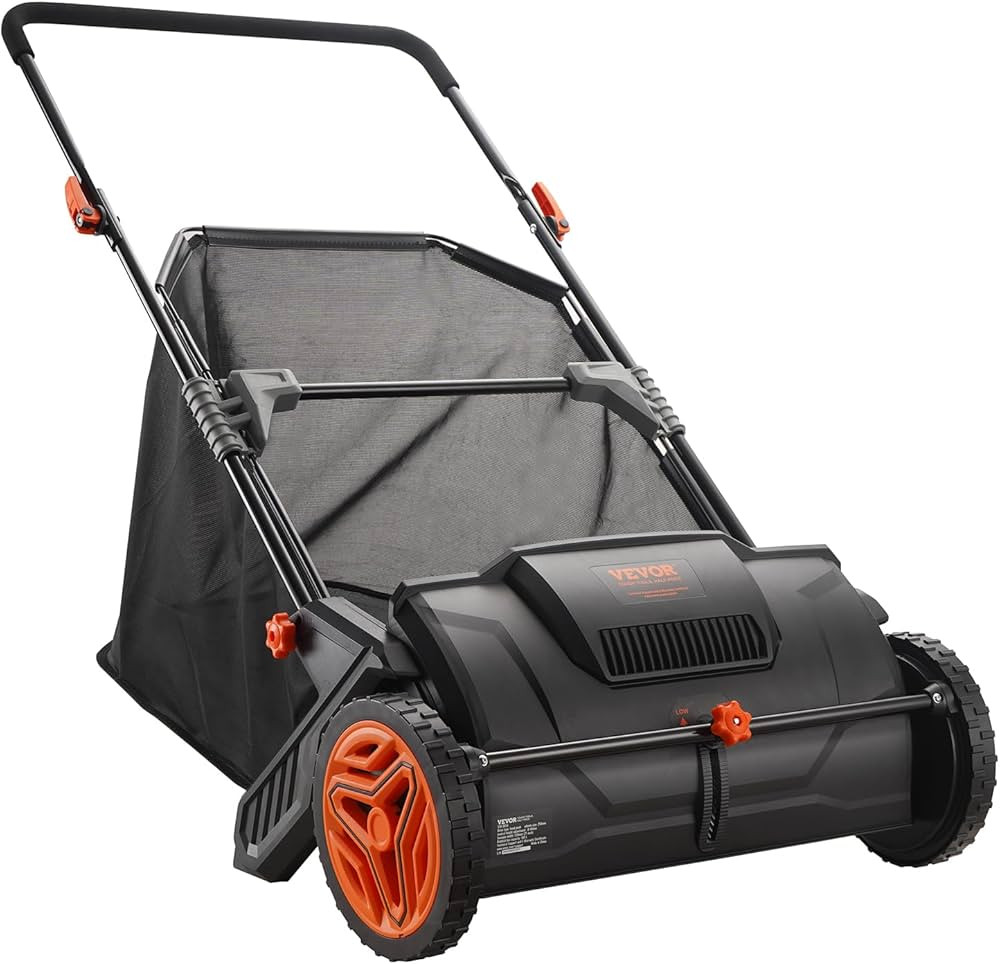VEVOR Push Lawn Sweeper, 21-inch Leaf & Grass Collector, Strong Rubber Wheels & Heavy Duty Thicke... | Amazon (US)