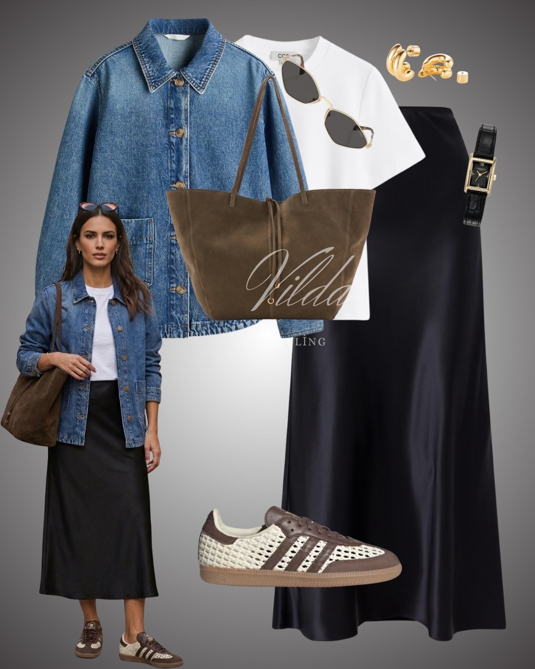 Denim & Satin. 💙🖤 #DenimStyle #SatinSkirt #StreetStyleInspo #MinimalistVibe 

#LTKspring #LTKeurope #LTKstyletip