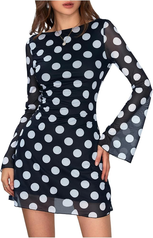 MakeMeChic Women's Cheetah Print Mini Dress Y2k Bell Sleeve Leopard Print Dress Going Out Outfits | Amazon (US)