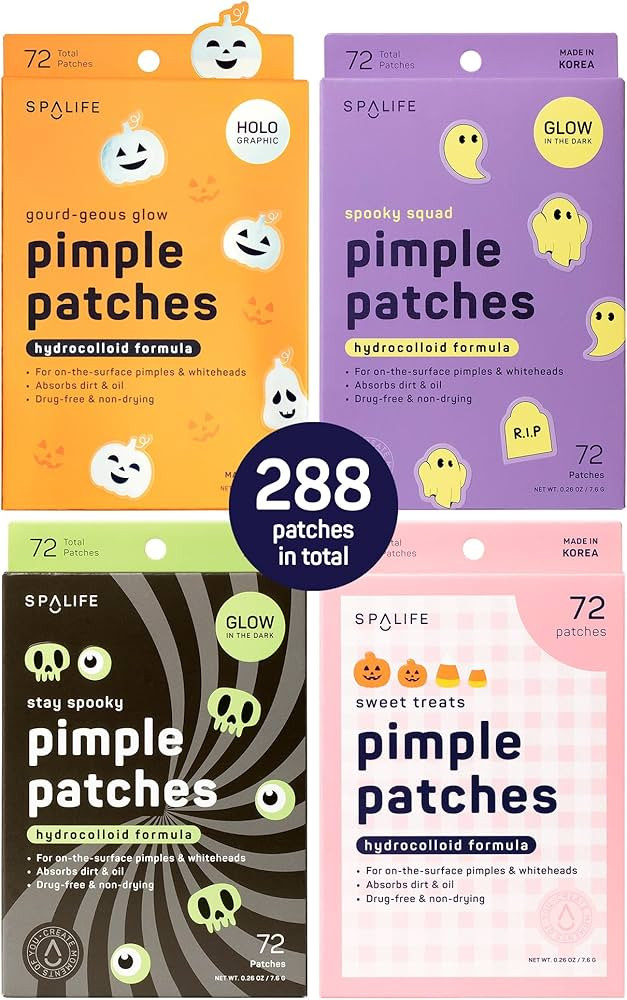 SpaLife Beauty Glow in the Dark Halloween Pimple Patches for Face | Korean Hydrocolloid Zit Patch... | Amazon (US)
