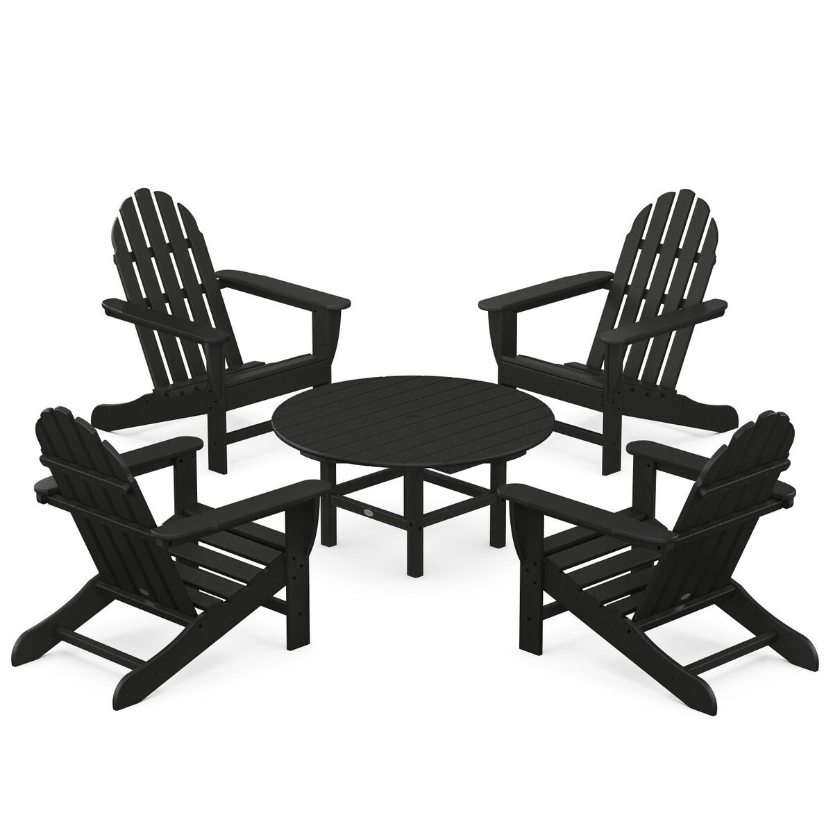POLYWOOD Classic Adirondack 5 Pc Recycled Plastic Seating Set in Black by - PWS704-1-BL | BBQ Guys