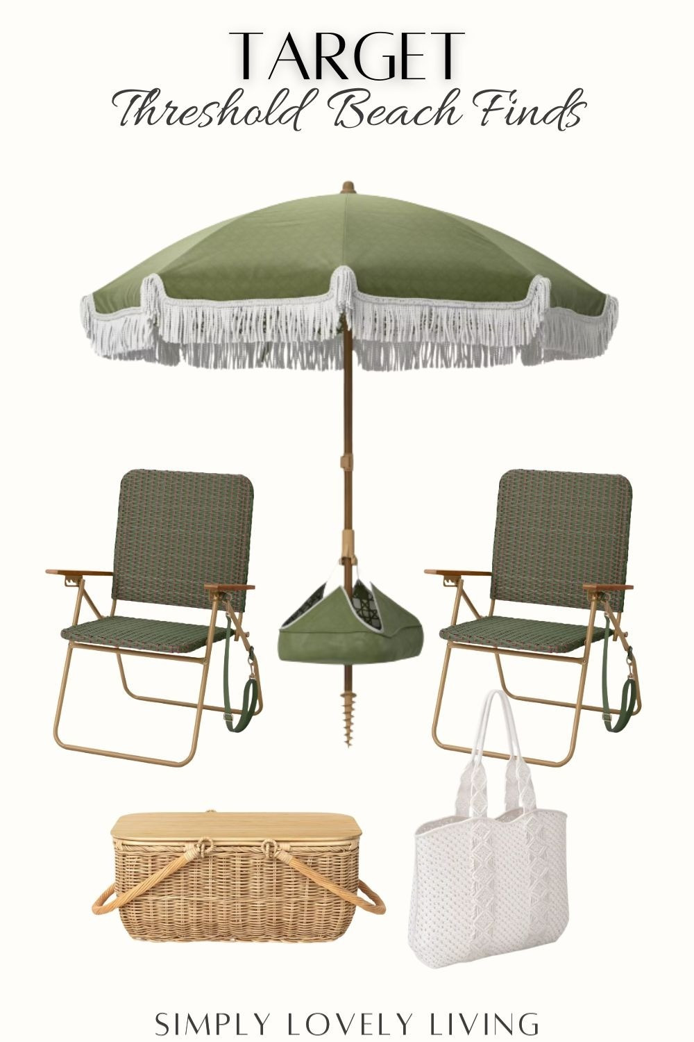Beach finds at Target! 🎯 Super affordable and stunning beach umbrella!!! Beach chairs, picnic basket, and beach bag. Summer girl must haves! #LTKfind #Beach

#LTKTravel #LTKSwim #LTKSeasonal