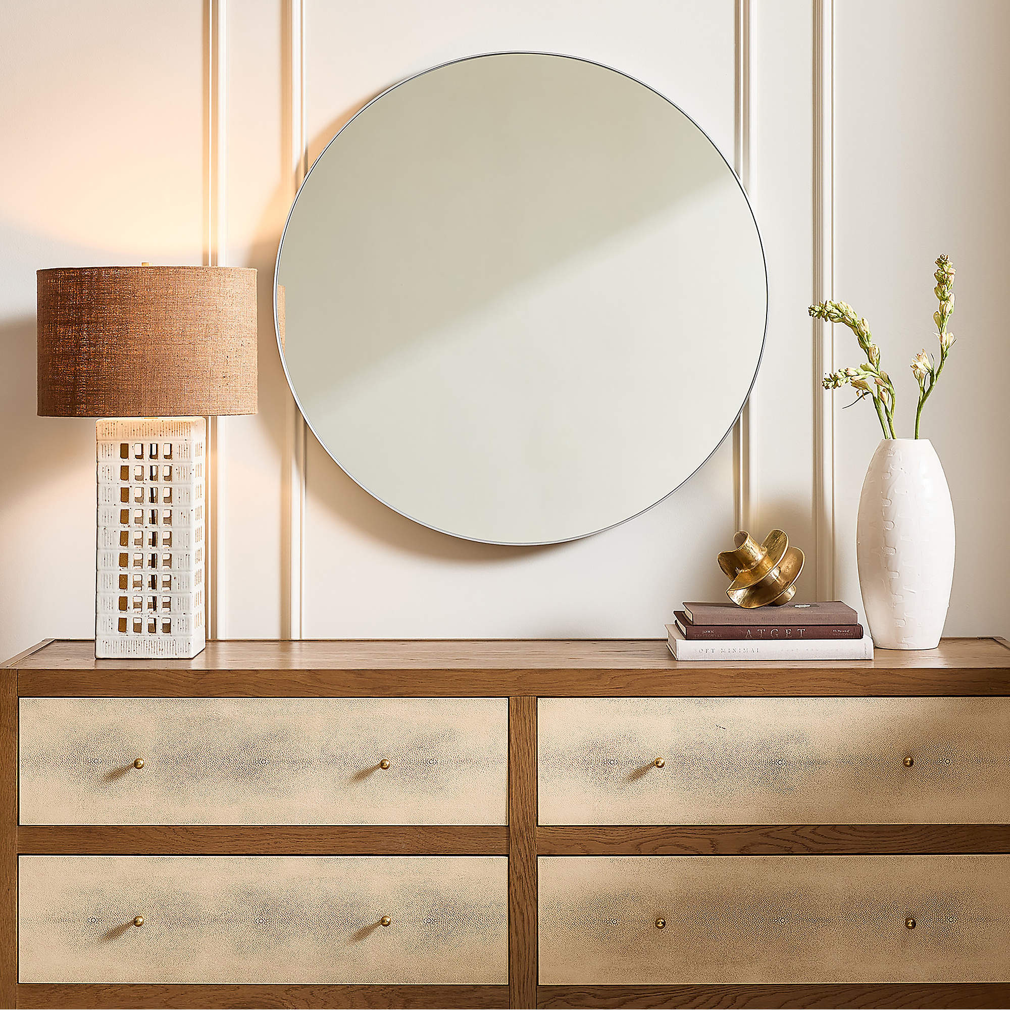 Cienega White Ceramic Reactive Glaze Table Lamp with Hemp Shade + Reviews | CB2 | CB2