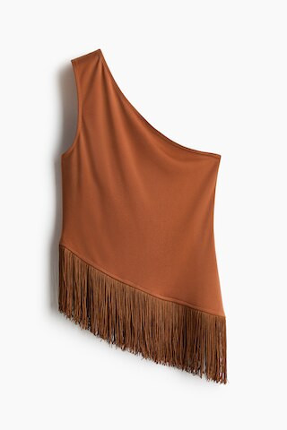 H & M - One-Shoulder Top with Fringe - Orange | H&M (US + CA)