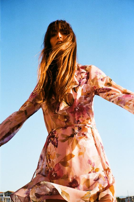 FLORAL PRINT RUFFLED MINI DRESS | Zara US