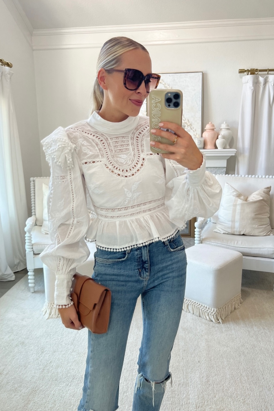 White lace backless blouse Revolve. Brunch outfit  

#LTKstyletip