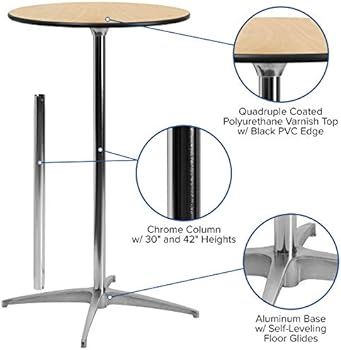 Flash Furniture 30'' Round Wood Cocktail Table with 30'' and 42'' Columns | Amazon (US)