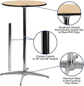 Flash Furniture 30'' Round Wood Cocktail Table with 30'' and 42'' Columns | Amazon (US)