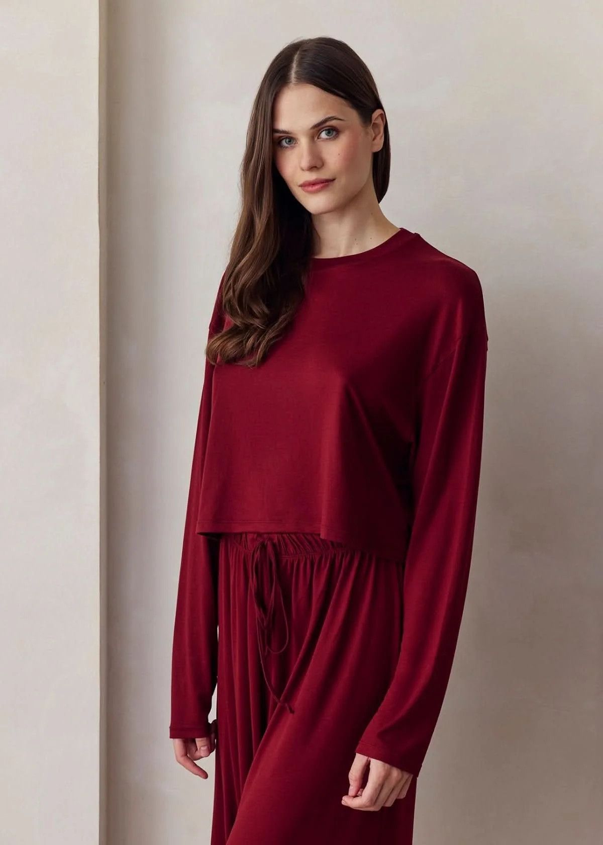 The Cloud Long-Sleeve Cropped Lounge Tee | Shop Bumpsuit's Maternity Loungewear Cloud Collection | BUMPSUIT