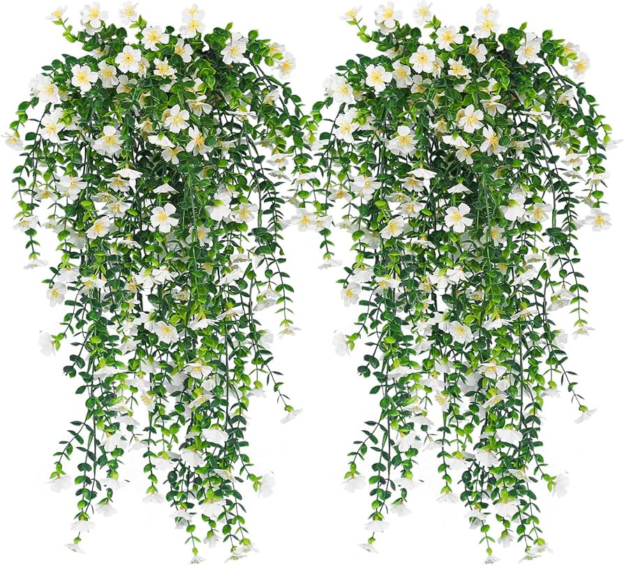 RECUTMS 4 Pcs Artificial Flowers for Outdoors Fake Hanging Flowers Plants 29Inch UV Resistant Sil... | Amazon (US)