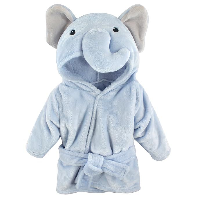 Hudson Baby Unisex Baby Plush Animal Face Robe, Blue Elephant, One Size, 0-9 Months | Amazon (US)