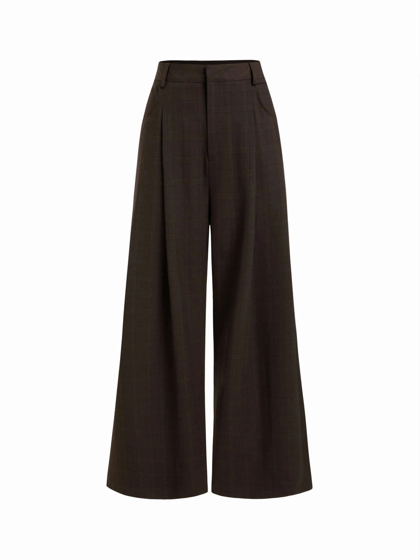 Gewebt Karierte Low-Rise-Breitbein-Hosen For Lässige Alltagskleidung | Cider