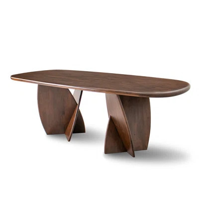 Rozella Oval Solid Wood Dining Table With Sculptural Double Pedestal | Wayfair North America