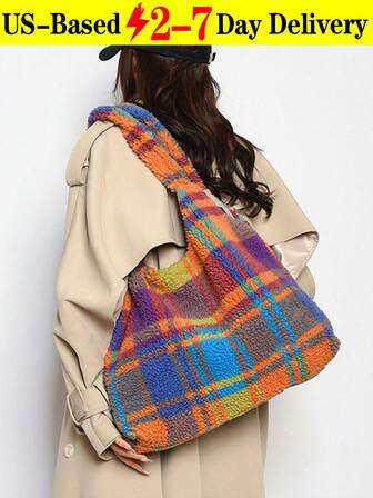Lambs Wool Multi Color Tote | SHEIN