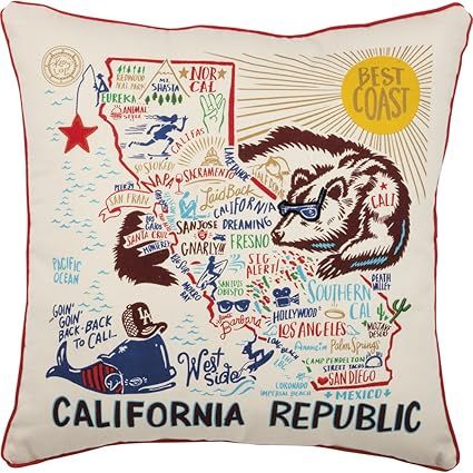Primitives by Kathy 30515 Home State California Republic Decorative Throw Pillow, 20-Inch Square | Amazon (US)
