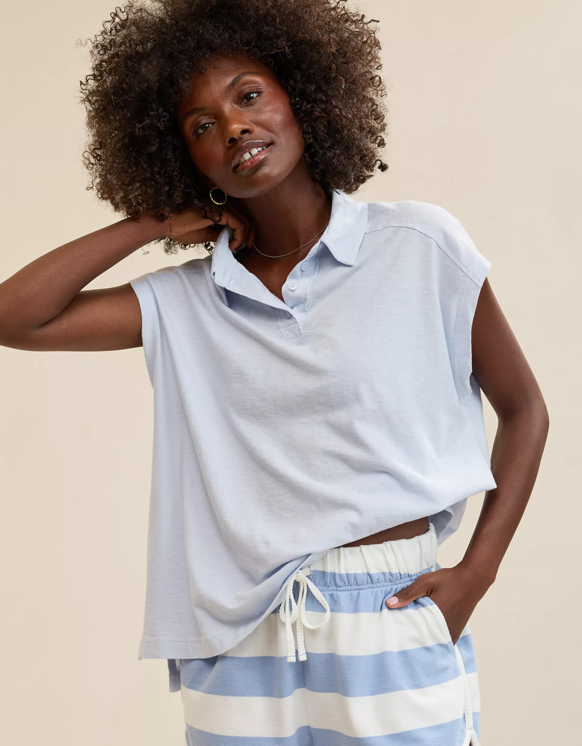 Aerie Happiest Oversized Polo T-Shirt | American Eagle Outfitters (US & CA)