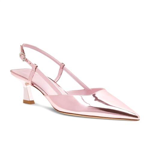 Lhamo Latso Pink Slingback Heels for Women Kitten Heels Closed Pointed Toe Pumps Dressy Pump Shoes 2 Inch Heel Size 7.5 | Amazon (US)