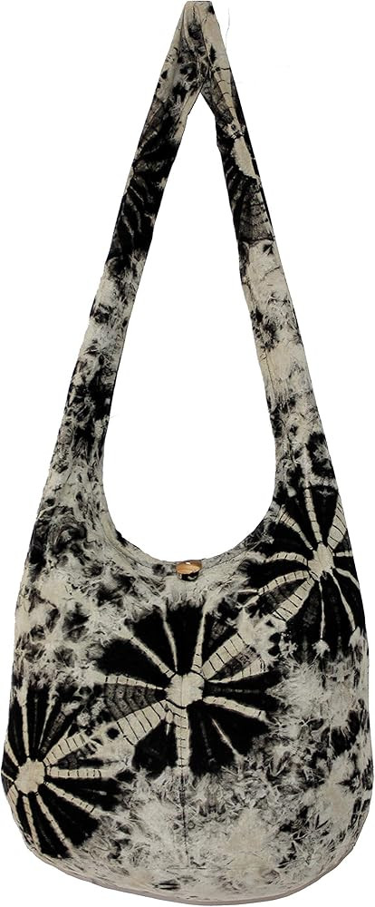 TIE DYE Bohemian Hipster Hobo Boho Hippie Crossbody Bag Purse Black Tone 39" | Amazon (US)