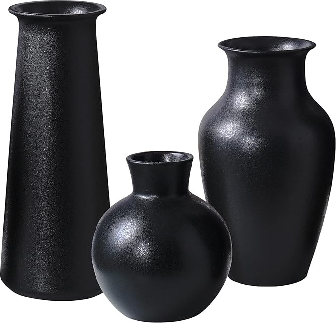 JDZMYF Matte Black Ceramic Vases for Home Decor Modern Bud Decorative Vase Set of 3 Piece Boho Sm... | Amazon (US)