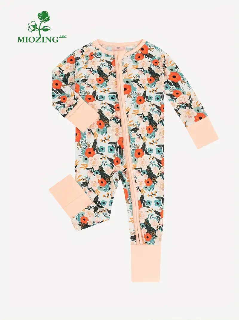 MIOZING Baby Bamboo Fabric Baby Comfy Cute Flower Print Elastic Jumpsuit Baby Bodysuit, Infant Lo... | Temu Affiliate Program