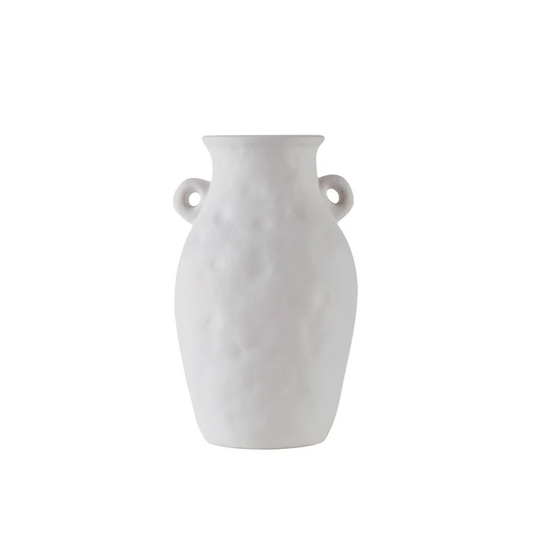 9" White Textured Ceramic Vase with Handles - Walmart.com | Walmart (US)