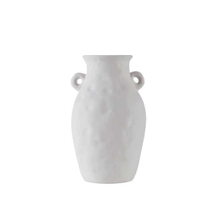 9" White Textured Ceramic Vase with Handles | Walmart (US)