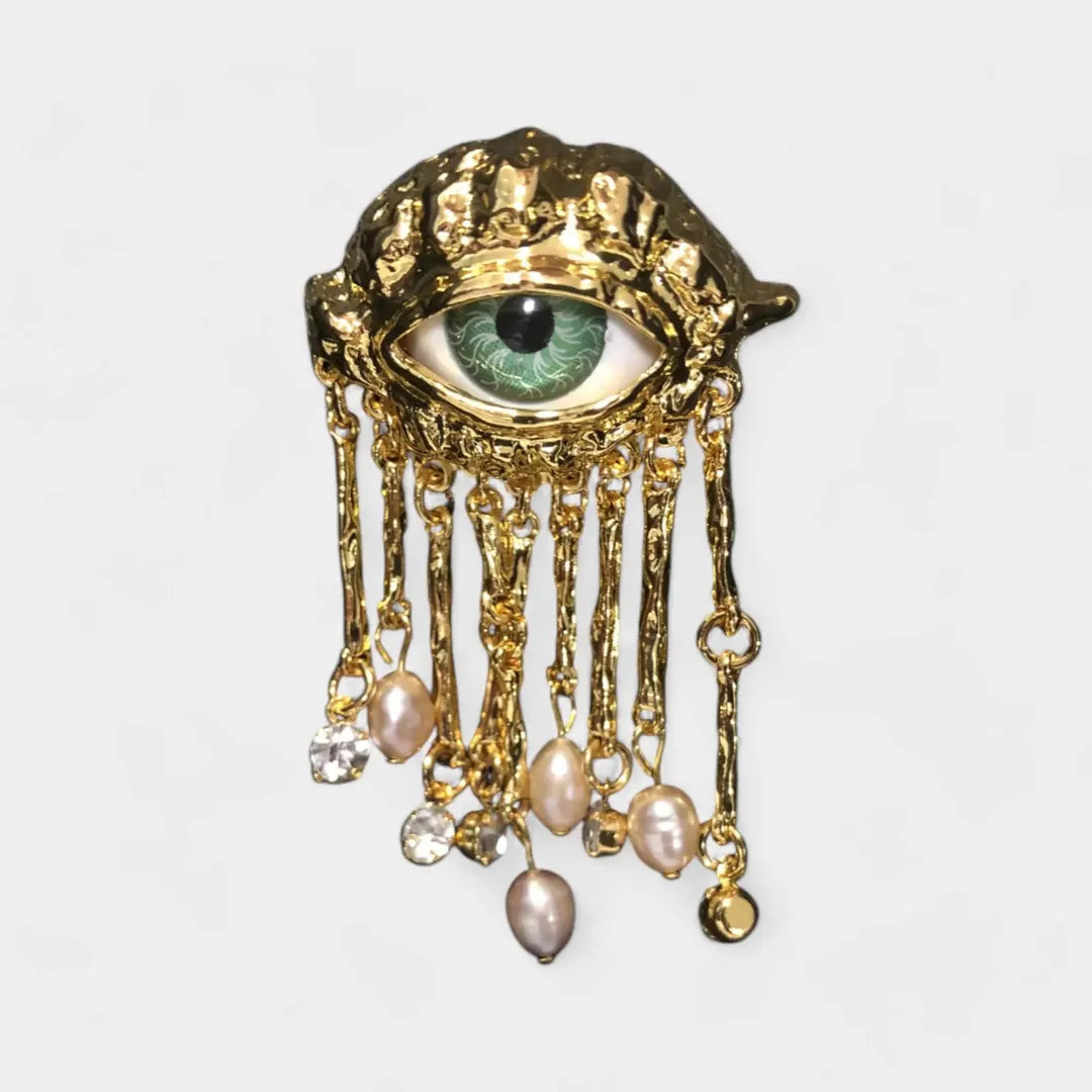 Gold Eye Brooch, Pearl Brooch, Statement Brooch, Unique Brooch, Designer Inspired Brooch, Gold To... | Etsy (US)