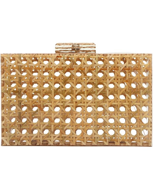 Women’s Acrylic Clutch Purse Rattan Handbags Woven Pattern Evening Bag for Party Wedding | Amazon (US)