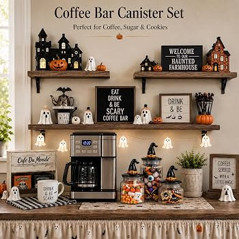 Mimorou 3 Set Halloween Glass Jar with Witchy Hat Lid Halloween Clear Candy Jar Food Storage Cani... | Amazon (US)