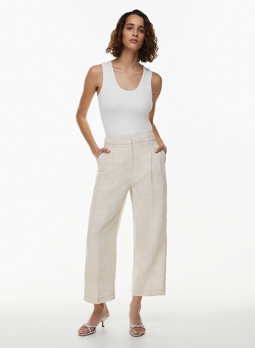 The Effortless Pant™ Women's The Effortless Pant Linen Cropped in Natural Ecru | 14 | Aritzia