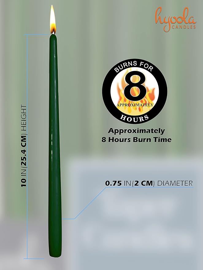 Hyoola 12 Pack Tall Taper Candles - 10 Inch Hunter Green Dripless, Unscented Dinner Candle - Para... | Amazon (US)